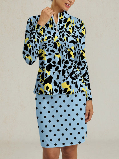 ワイルドライフパーティー シルキーラッフル ゴルフシャツ クォータージップ UPF50+