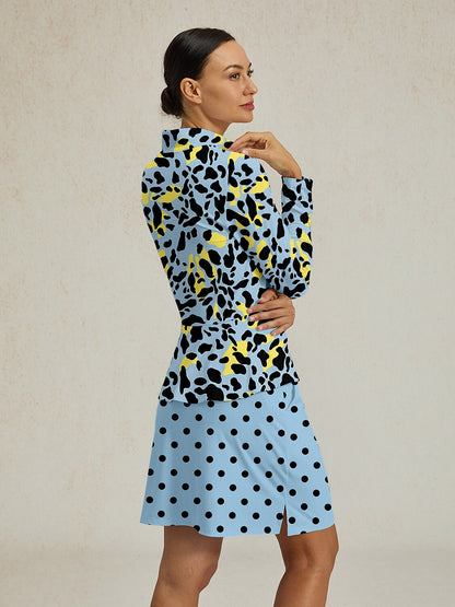 ワイルドライフパーティー シルキーラッフル ゴルフシャツ クォータージップ UPF50+