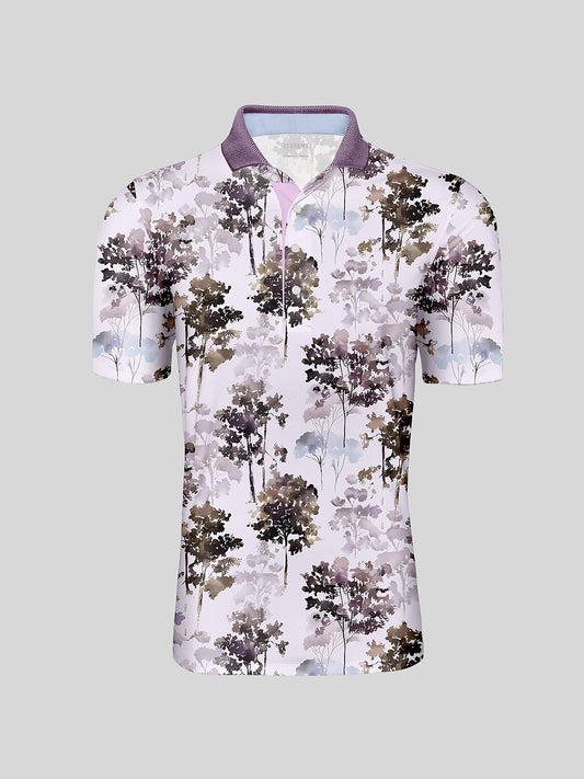 Hyped-up Tropical Men's Ribbed Collar Polo Top UPF50+