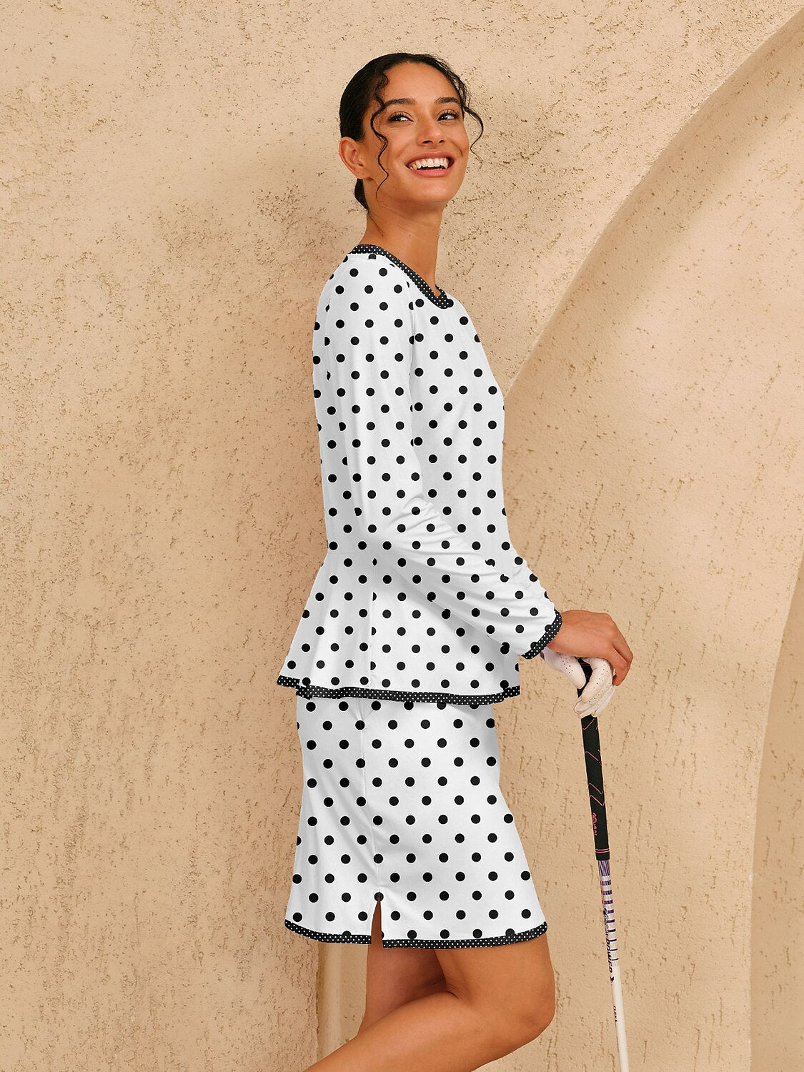 Hyper-prep Polo Top con Volantes Sedosos UPF50+