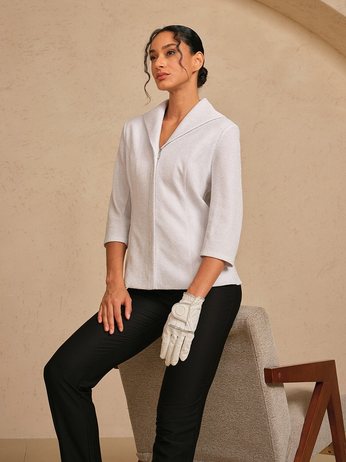 Luxe Limited Edition 3/4 Sleeve Shiny Lapel Jacket