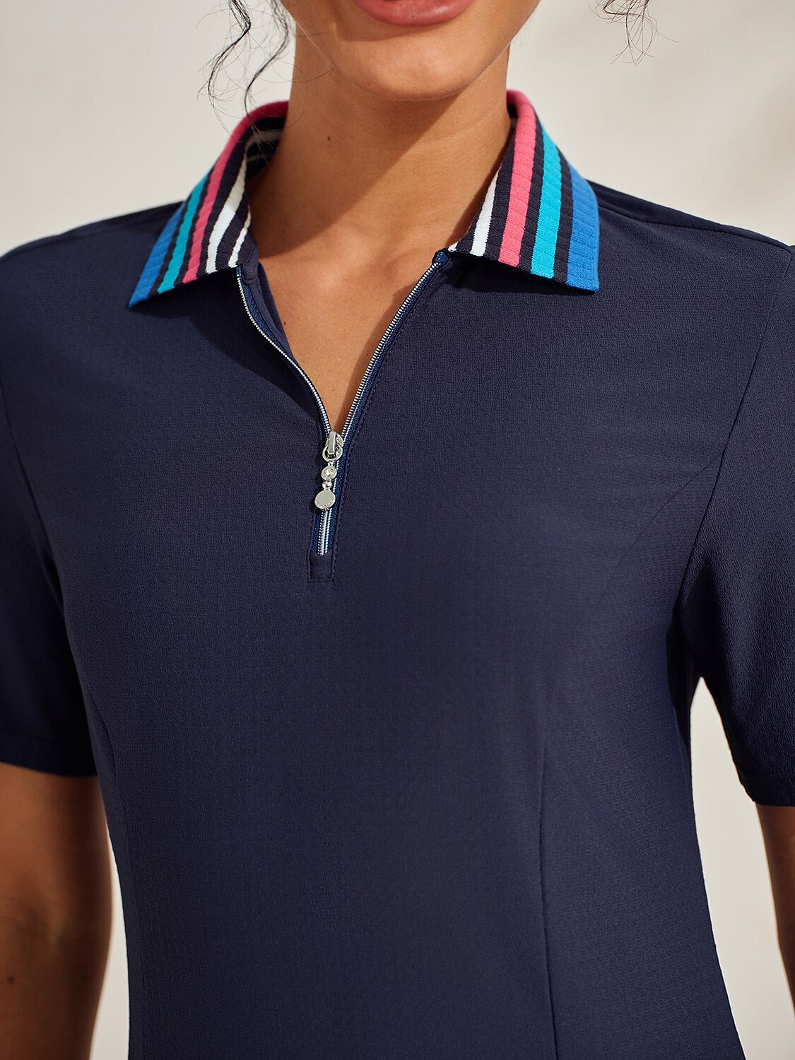 Premium Short Sleeve Color Block Quarterzip UPF50+