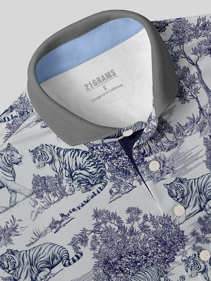 Wildlife Party Herren-Poloshirt mit Rippkragen UPF50+